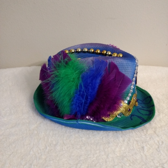 2018 Madi Gras Fedora Hat Madi Gras Colors Size Large 7.5" - Picture 4 of 11